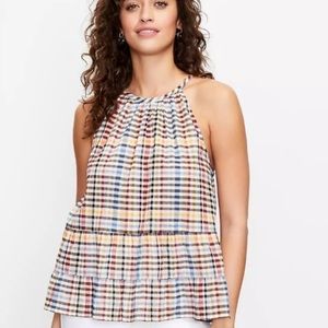 Plaid Print Tank Top Blouse from LOFT in Size XL